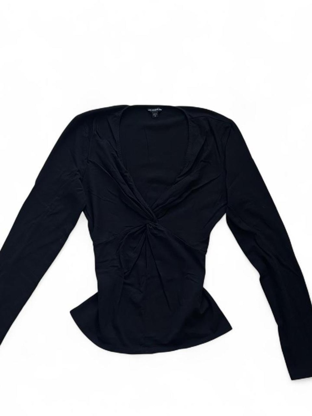 Guess Black Twist-Front Long Sleeve Top